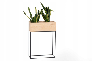 Malloca Metal Pot 85 cm, dubové kvetinové lôžko čierna