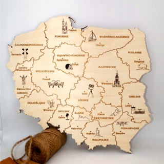 Drevená mapa Poľska 59x62cm darček dekoresca