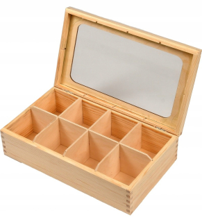 Drevený čajový box s 8 priehradkami s rýchlym