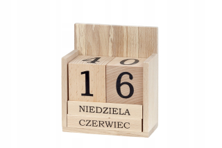 Drevený stolný kalendár večné názvy dní
