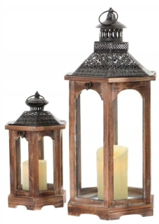 Lampáš, svietník - Drevená lucerna LIGHTHOUSE LANTERN 60 + 34 cm 2v1