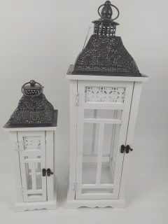 Lampáš, svietník - Drevená lucerna LIGHTHOUSE LANTERN 62 + 40 cm 2v1
