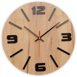 Hodiny - Drevené nástenné hodiny Oak Craft Gold 35 cm Silent