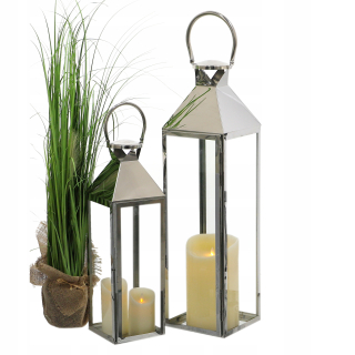 Lampáš, svietník - Veľký Silver Lantern Lantern Chrome Beinty 2in1