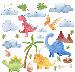Veľké nálepky na stenu - farebné dinosaury