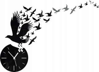 Hodiny - Big Modern Silent Nástenné hodiny Birds D52C