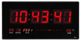 Hodiny - Big Nástenné hodiny digitálny LED dát teplomer 45cm