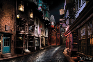 Plagát veľký plagát Harry Potter Diagon Alley Architecture, Film bez rámu 91,5 x 61 cm