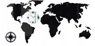 Hodiny - Veľké hodiny na stene World Map 6 návrhu 120x60