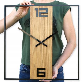 Hodiny - Big Nástenné hodiny kovové Wood 49cm Retro