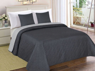 Prikrývka na posteľ - Euromat Polyester 260 x 240 cm Bedspread odtiene šedej, striebro