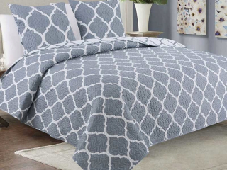 Prikrývka na posteľ - Prehoz Euromat polyester 240 x 220 cm biela, odtiene sivej