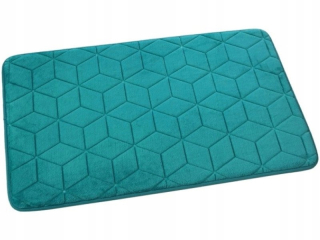 Kúpelňová predložka - Geometrický smaragdový kúpeľňový koberec 40x75