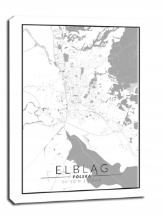 Elblagová mapa čiernobiela - obrázok na plátne