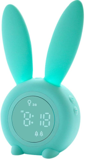 Hodiny - Elektronické hodiny alarm s králičím, zelená