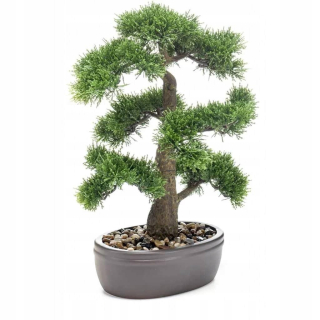 Smaragd umelý céder bonsai v hnedej hrnci,