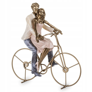 Figurine pár na bicykli 25 cm krémové zlato 20 30