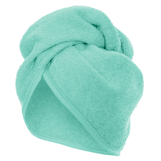 Turban na hlave spod ihly a bavlnené závity odtieňov modrej farby zelenej farby