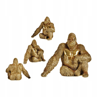 Dekoratívna figurína Gorilla Zlatá živica (36 x 50 x