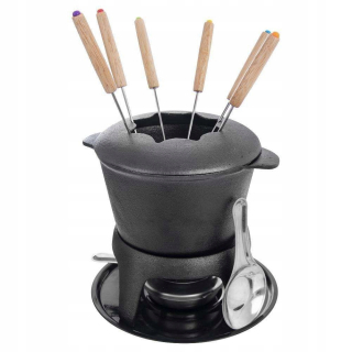 Zostava Fondue - Fondue set liatinový hrniec kanvica ohrievač