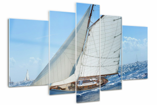 Sklenená maľba veľká triptych pre jachtársky salón