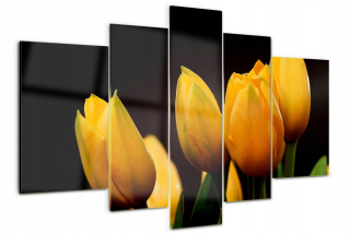 Foto obrázok sklo veľké triptych žlté tulipány