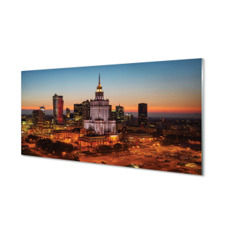 Foto akrylová obrázok Varšavské mrakodrapy noc 120x60
