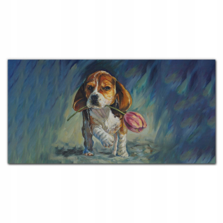Foto-focture Glass Animal Dog Flower 140x70 cm