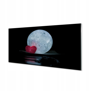 Fotoobraz tvrdené sklo Mesiac srdiečko 120x60 cm