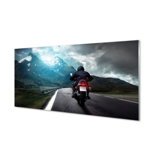 Foto-obrazový akrylový sklenený horský motocykel 140x70 cm