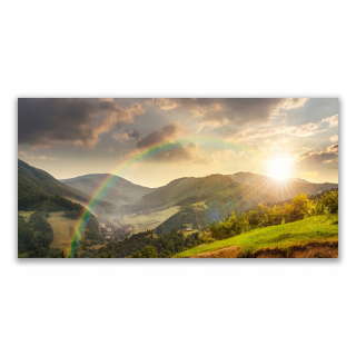 Wall Photo Box 140x70 Meadow Mountain Sunset