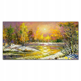 Foto -skrutkovacia fotografia zavesenie grafiky 120x60 Forest Winter Water