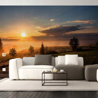 Nástenné maľby pri lepiacom stene Zobraziť Sunset 584x335