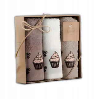 Súprava uterákov - Vyšívaný bavlnený uterák CUPCAKE/3404/ 3x30x50 set.