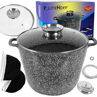 Hrniec, kastrol - Pot 24cm keramická 6,5l mramor kryt XL
