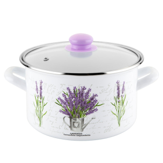 Hrniec, kastrol - Pot Smaltovaný Kytica Z / P 18cm 3l Indukčné
