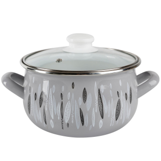 Hrniec, kastrol - Smaltovaný hrniec smaltovaný JESEŇ šedý 22cm 5.3l