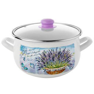 Hrniec, kastrol - Smaltovaný hrniec smaltovaný Lavanda biela 22cm 5,3l