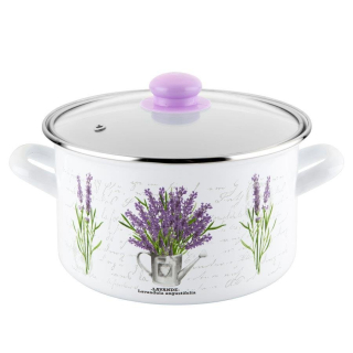 Hrniec, kastrol - Pot smalt rovný kytice 5,3l 22cm indukcie