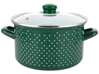 Hrniec, kastrol -  Retro smalt hrniec 18cm 3,0l zelená indukcie