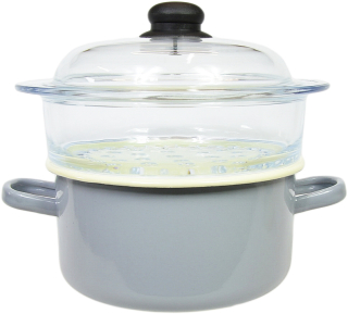 Naparovací hrniec - Dvojica pár šedé flora 1 pyrex sito