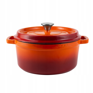 Hrniec, kastrol - Liatinový hrniec 4.3L vintage kuchyne-oranžové