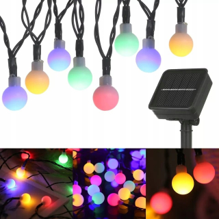 VIANOČNÁ LAMPA RGB SLNEČNÁ GARLANDA 6,5 M 50 LED