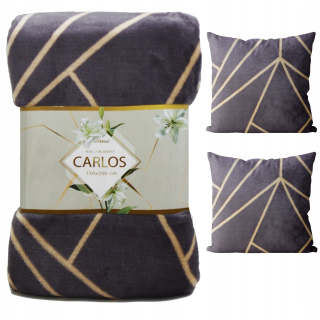 Prikrývka na posteľ - Domarex Polyester 200 x 150 cm prikrývky oranžového, odtiene šedej, zlatá