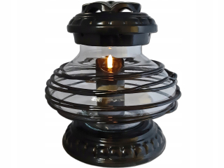 SVIEČKOVÉ SVIEČKY LAMPA NA HROB KERAMICKÝ UFO BLACK BRAID + ČIERNA LED SVIEČKA