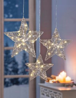 Vianočné osvetlenie - Hviezda Glitter Star Set 3 kusy LED