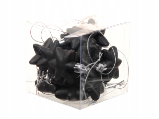Vianočné ozdoby - Black Stars 5 cm/18 ks. Budíc s príveskom