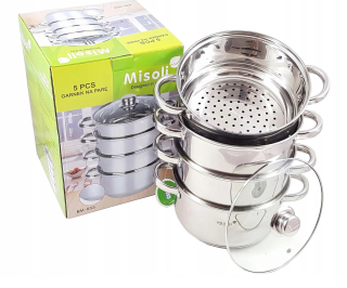 Naparovací hrniec - Varný hrniec 4.5L Naparovanie 5el 22cm Indukcia