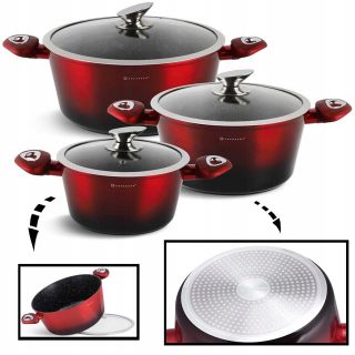 Sada hrncov - Mramorové kvetináče EB 7425 Indukčné Set Red