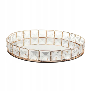 Lampáš, svietník - Glam Mirror Crystal Cosmetic Makeup Tray Trinket